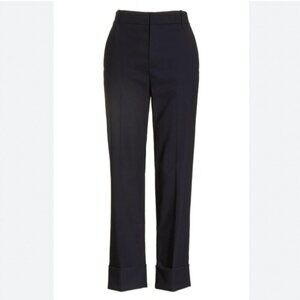VINCE BLACK WOOL BLEND CUFFED COIN POCKETS TROUSERS - 2